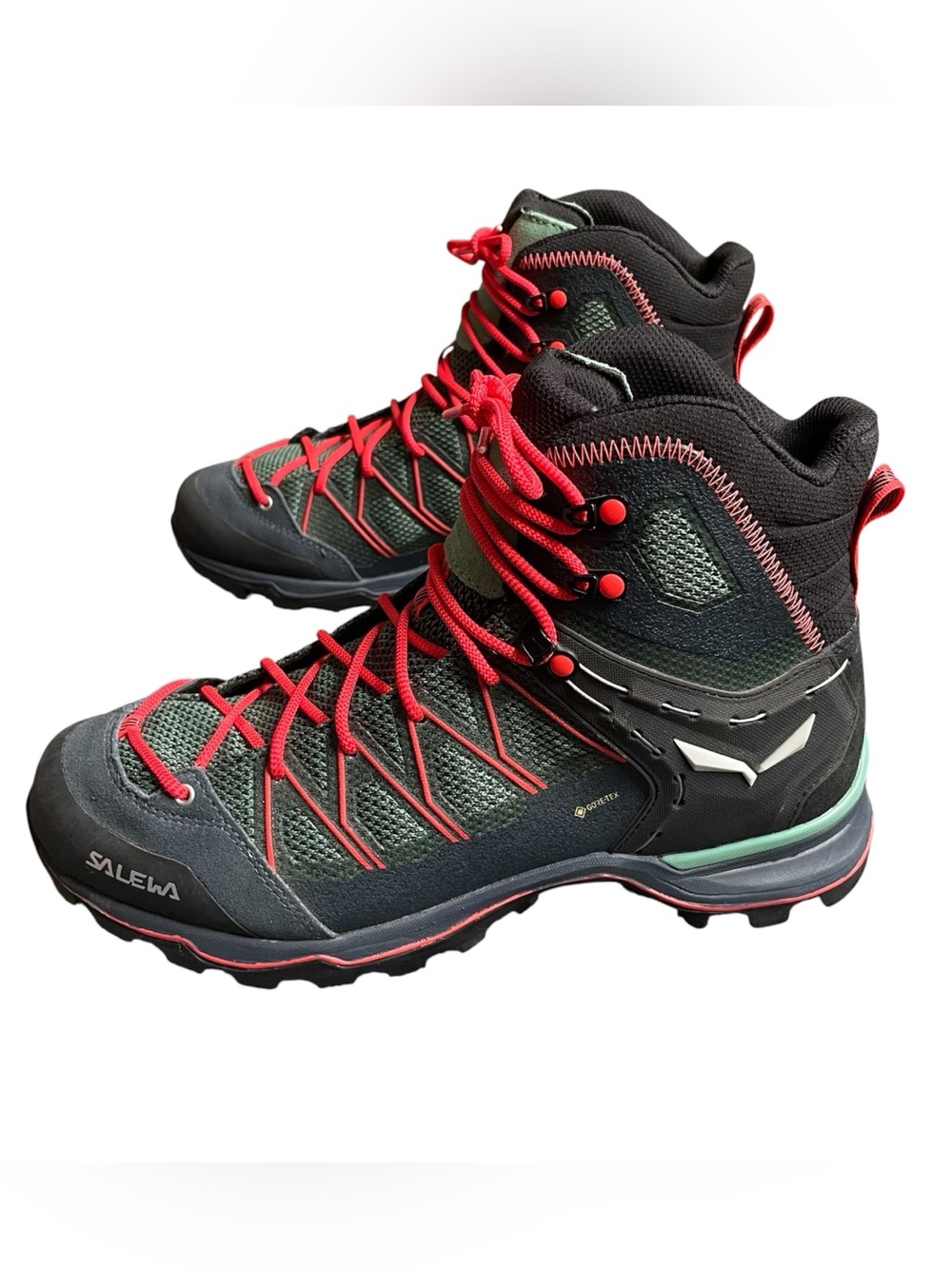 Salewa Mountain Trainer Lite Mid GTX Womens 10 Green Coral Hiking Boots